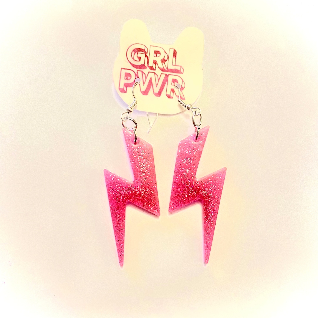 Lightning Bolt Glitter Dangle Earrings Etsy