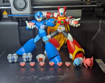 1/12 Megaman X Game Items 3D Printed - 2x E Tank, 1x W Tank, 1up for both X and Zero, and 8x hearts. (parts only, figure NOT included)