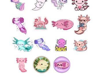 Cute Axolotl Sticker Set