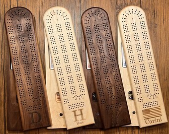 Personalized Cribbage Board with Card and Peg Storage • Custom Cribbage Board • Board Game • Card Game • Family Game Night • Cribbage Game