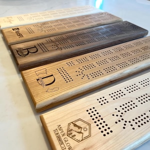 Personalized Wood Cribbage Board with Peg Storage • Custom Engraved Design