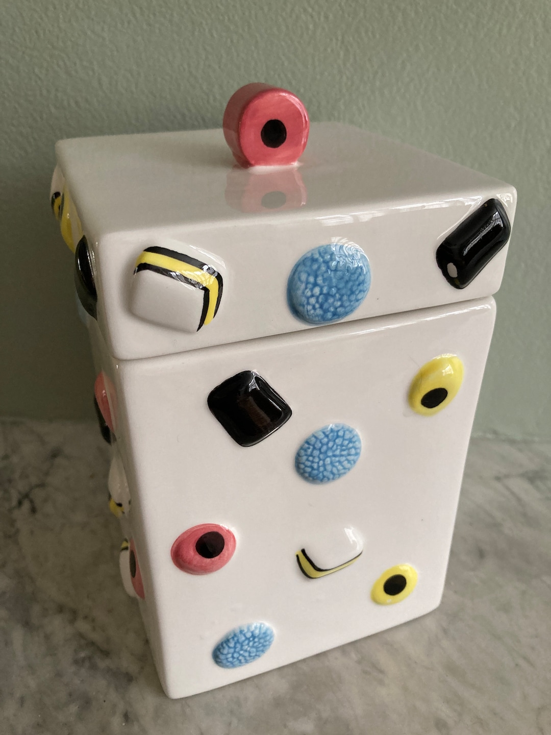 90's Liquorice Allsorts Ceramic Storage Jar/ Retro Favourites Sweet Jar