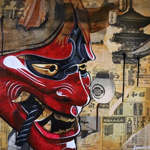 Original Hannya mask art, acrylic painting, art