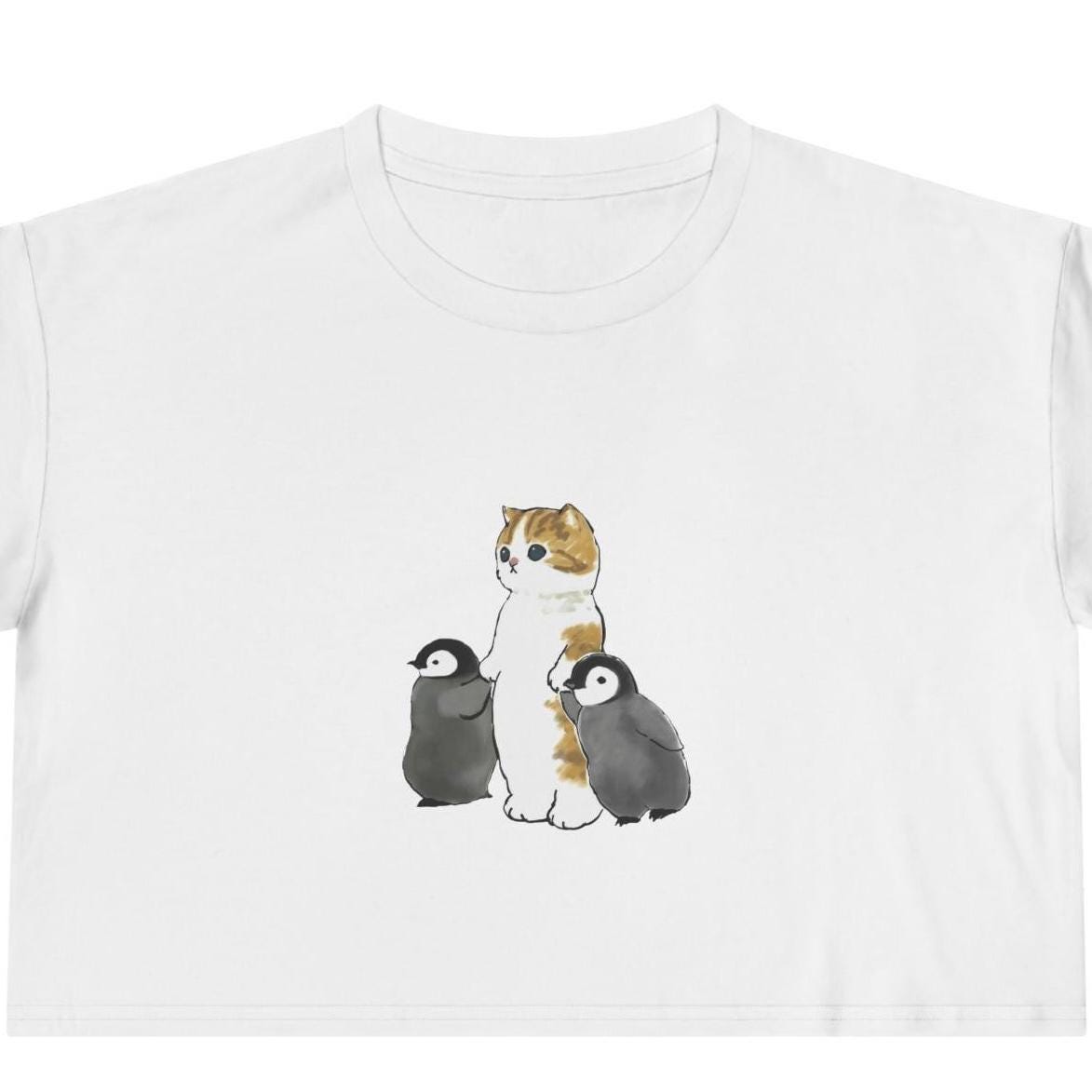 Mofusand Cats & Penguins Crop Top, T-shirt - Etsy