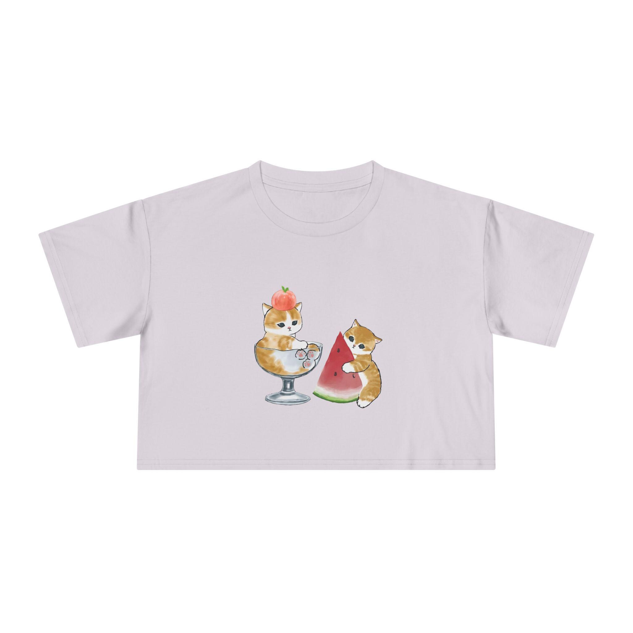 トップス thee_greatest_botch mofu-mofu Mofusand Fruits Crop Top, Mofusand Crop Top, Cute Cats Shirt, Cat