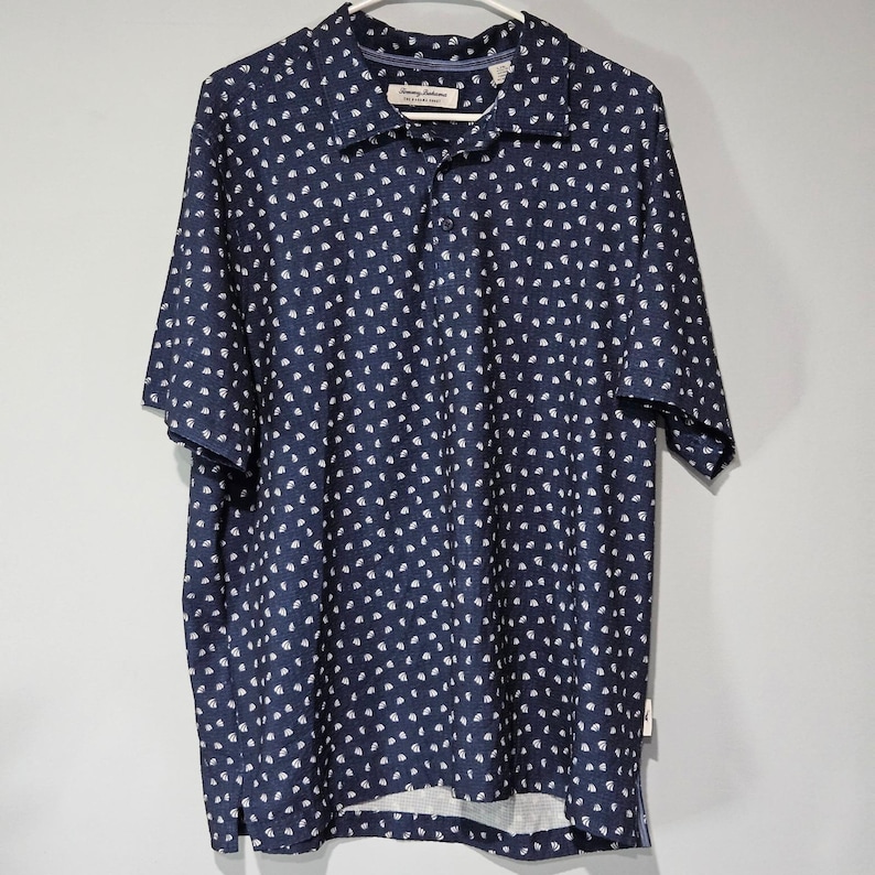 Tommy Bahama The Bahama Coast Islandzone Polo Herr Stor Marinblå Segelbåt bild 1