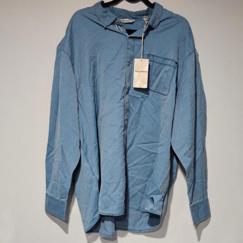 Tommy Bahama Tahitian Twill LS Shirt Mambo Blau Langarm Button Down Herren 2XLB Bild 1