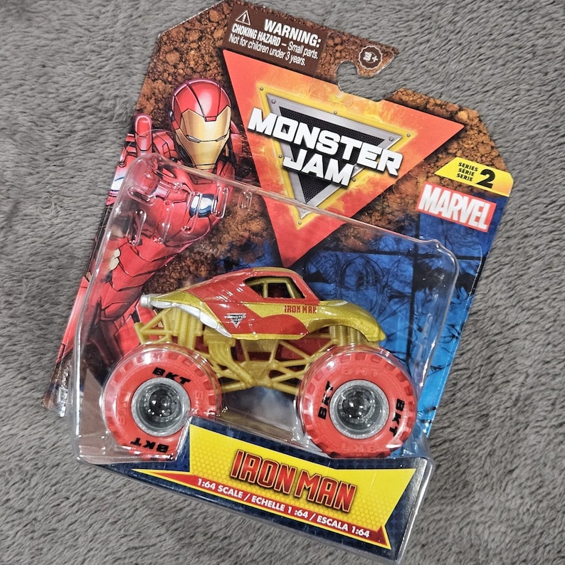 Monster Jam Marvel Iron Man Series 2 Monster Truck 1:64 NEW image 1