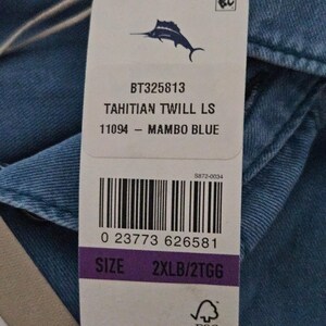 Tommy Bahama Tahitian Twill LS Shirt Mambo Blau Langarm Button Down Herren 2XLB Bild 3