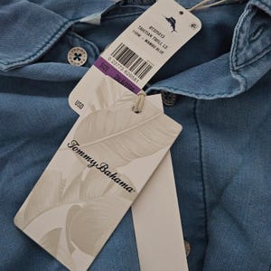 Tommy Bahama Tahitian Twill LS Shirt Mambo Blau Langarm Button Down Herren 2XLB Bild 4