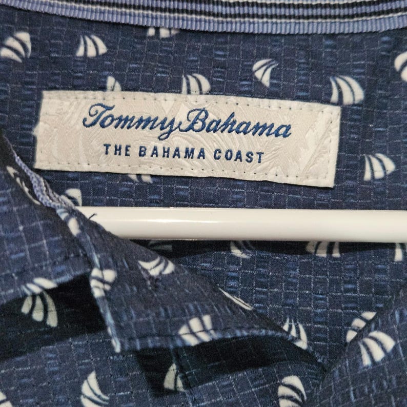 Tommy Bahama The Bahama Coast Islandzone Polo Herr Stor Marinblå Segelbåt bild 2