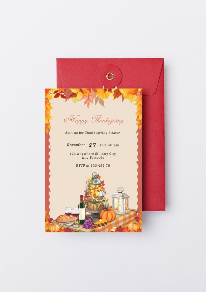 T1 Invite Editable Thanksgiving Dinner Invitation Template (digital) - T1 - Etsy ...