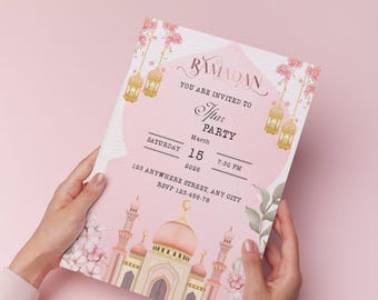 Editable Iftar Ramadan/Eid Invitation Template - Pastel (Digital) - R1