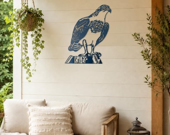 Decoración de pared de metal, águila pescadora de pie