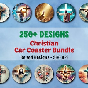 Christian Car Coaster Bundle PNG, Christian Round Sublimation Design, Round Clipart, Round Coaster Design Png, Round PNG, Instant Download