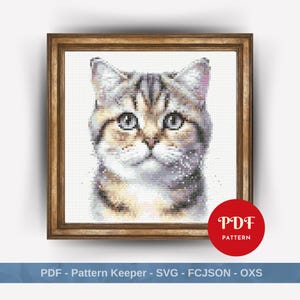 Cute Cat Cross Stitch Pdf Pattern, Animal Embroidery Stitch Pattern, Cat Embroidery, Cross Stitch PDF Pattern File, Digital download
