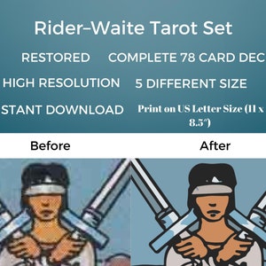 Baraja de cartas de tarot, Rider Waite Smith, conjunto completo, paquete de imágenes de alta resolución, descarga instantánea, arte de pared imprimible, conjunto de tarot, amigo de regalo