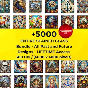 Gebrandschilderd glas Png-bundel, glas-in-loodraam hangend, clipart, glas-in-loodkunst, DIY, digitaal papier, namaak-gebrandschilderd glas, Instant Download