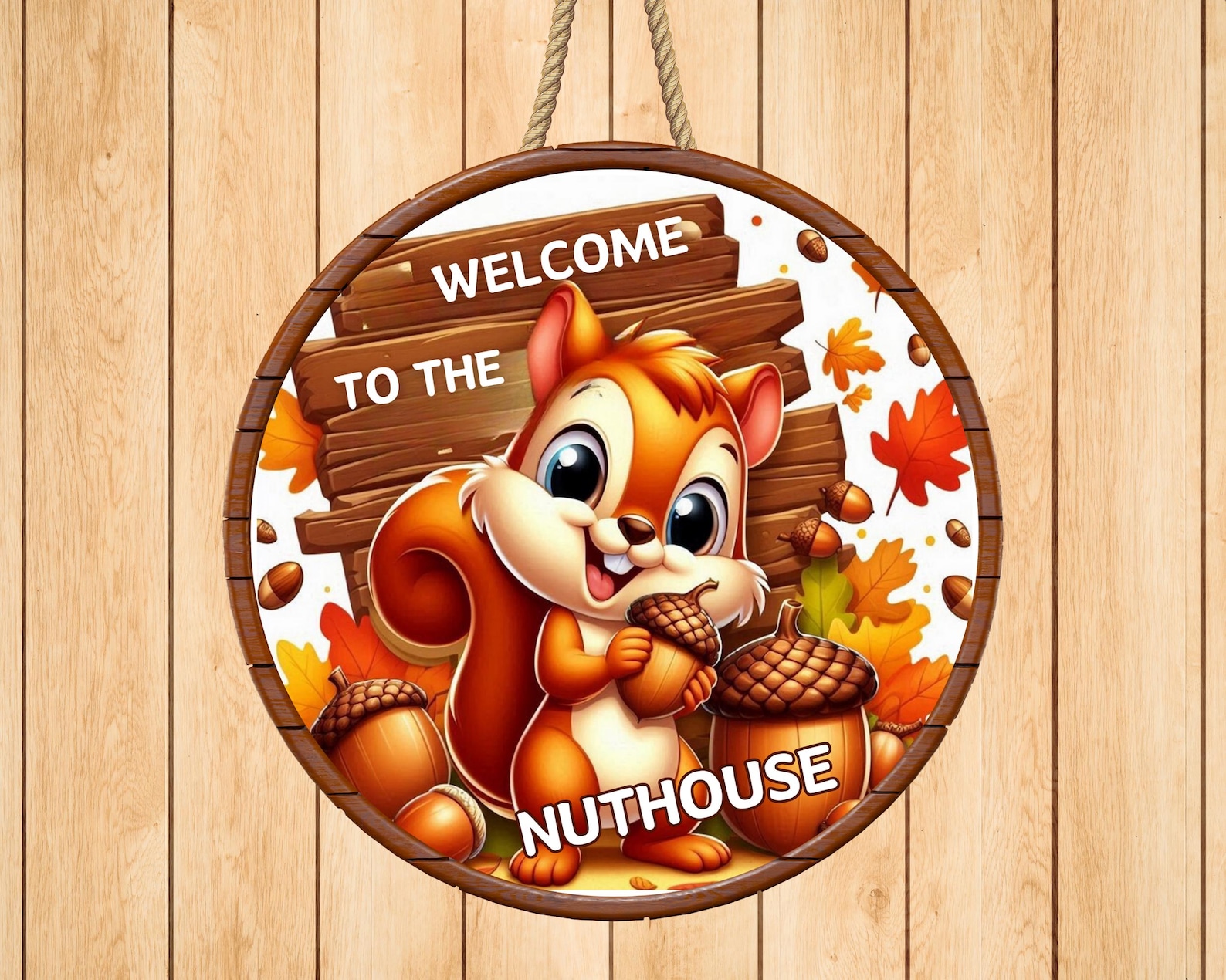 Welcome to Nut House Sign Round Door Hanger Design, Flower Round ...