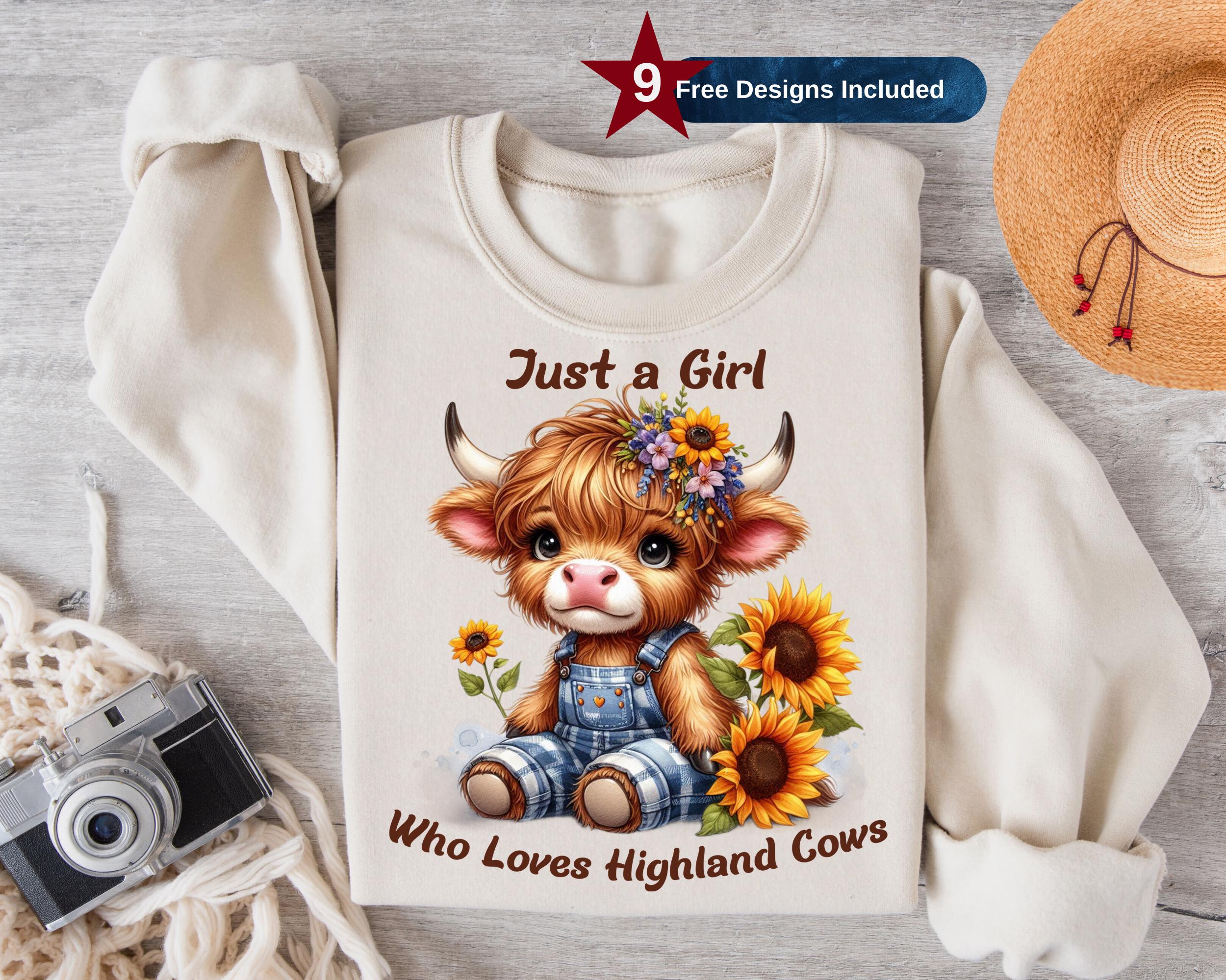 Highland Kuh Mit Hopfen Und Blumen, Alpenstil Design Pullover