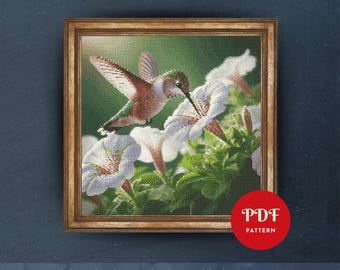 Hummingbird Stitch Pattern PDF, Floral Bird Design (Pattern Keeper Compatible, Instant Download)
