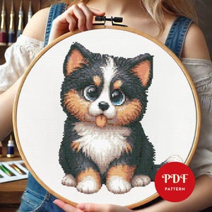 Cute Dog Cross Stitch Pattern,  Puppy Embroidery Pattern, Cute Embroidery Design, Dog Cross Stitch PDF Pattern File, Digital download