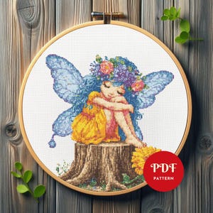 Fairy Cross Stitch Pattern, Mystical Embroidery Design, Fairy Needlepoint Chart, Enchanted Forest Cross Stitch PDF Pattern,DIY,Magical