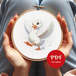 Grappige gans kruissteekpatroon, landbouwhuisdieren borduurontwerp, zwaan borduurpatroon, pdf-kruissteekpatroon, direct downloaden, doe-het-zelf