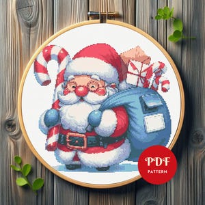 Santa Claus Cross Stitch Pattern, Christmas Santa Embroidery Design, Needlepoint Chart, Easy Cross Stitch PDF Pattern, Instant Download, DIY