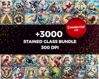 Stained Glass Png Bundle, Sublimation Design, Faux Stained Glass, Clipart Bundle, Stained Glass Window, Stained Glass PNG, Digital Paper,DIY