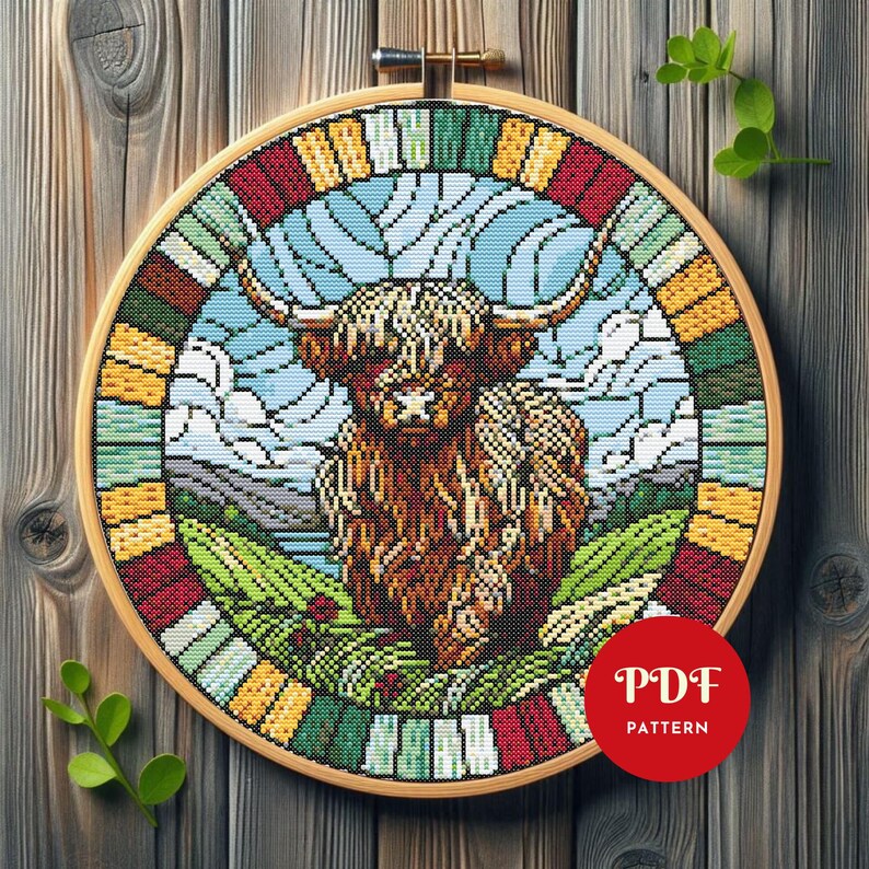 Highland Cow Cross Stitch Pattern, Scottish Cattle Embroidery Design ...