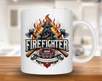 Feuerwehrmann Mug Wrap, 11 Unzen und 15 Unzen Tassenvorlage, Feuerwehrmann Tasse Sublimationsdesign, Feuerwehrmann Kaffeetasse Wrap Vorlage, digitaler Download PNG