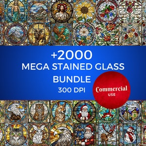 2000+ Stained Glass Bundle PNG - High-Resolution - Commercial Use, Digital Paper, Stained Glass Pattern, Faux Stained Glass, paper. bird,png