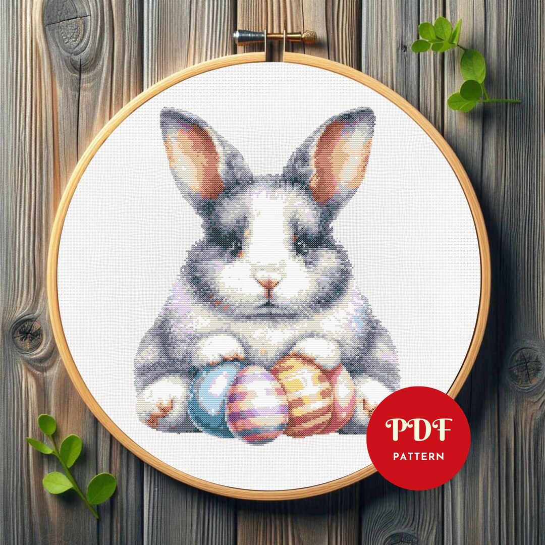 Easter Bunny Cross Stitch Pattern, Easter Eggs Embroidery Pattern ...