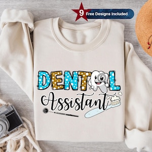 Asistente dental (Png), diseño de sublimación de asistente, clipart dental, diente (Png), retro (Png), diseño de camiseta, descarga instantánea (Png), DTF