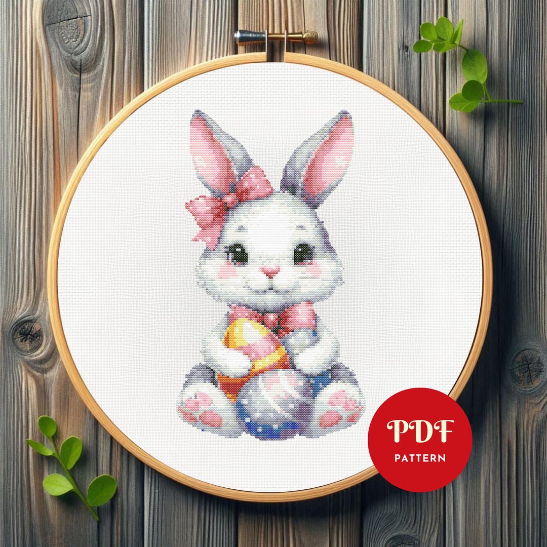 Easter Bunny and Eggs Cross Stitch Pattern, Easter Eggs Embroidery ...
