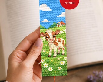 Calf Bookmark Cross Stitch Pattern PDF, Farm Animal (Pattern Keeper Compatible, Instant Download)