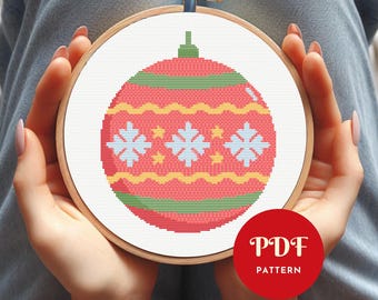 Christmas Ornament Cross Stitch Pattern, Snowflake Embroidery Design, Needlepoint Chart, Easy Cross Stitch PDF Pattern,Digital Download, DIY