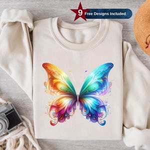 Rainbow Butterfly PNG, Sublimation Design, Clipart, Colorful Butterfly Art, 3D Butterfly Illustration, Insect png, Digital Download, DTF