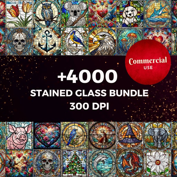 4000+ Mega Stained Glass Bundle, High-Resolution, Commercial Use, Stained Glass PNG, Stained Glass, Faux Stained Glass, paper, bird,clipart