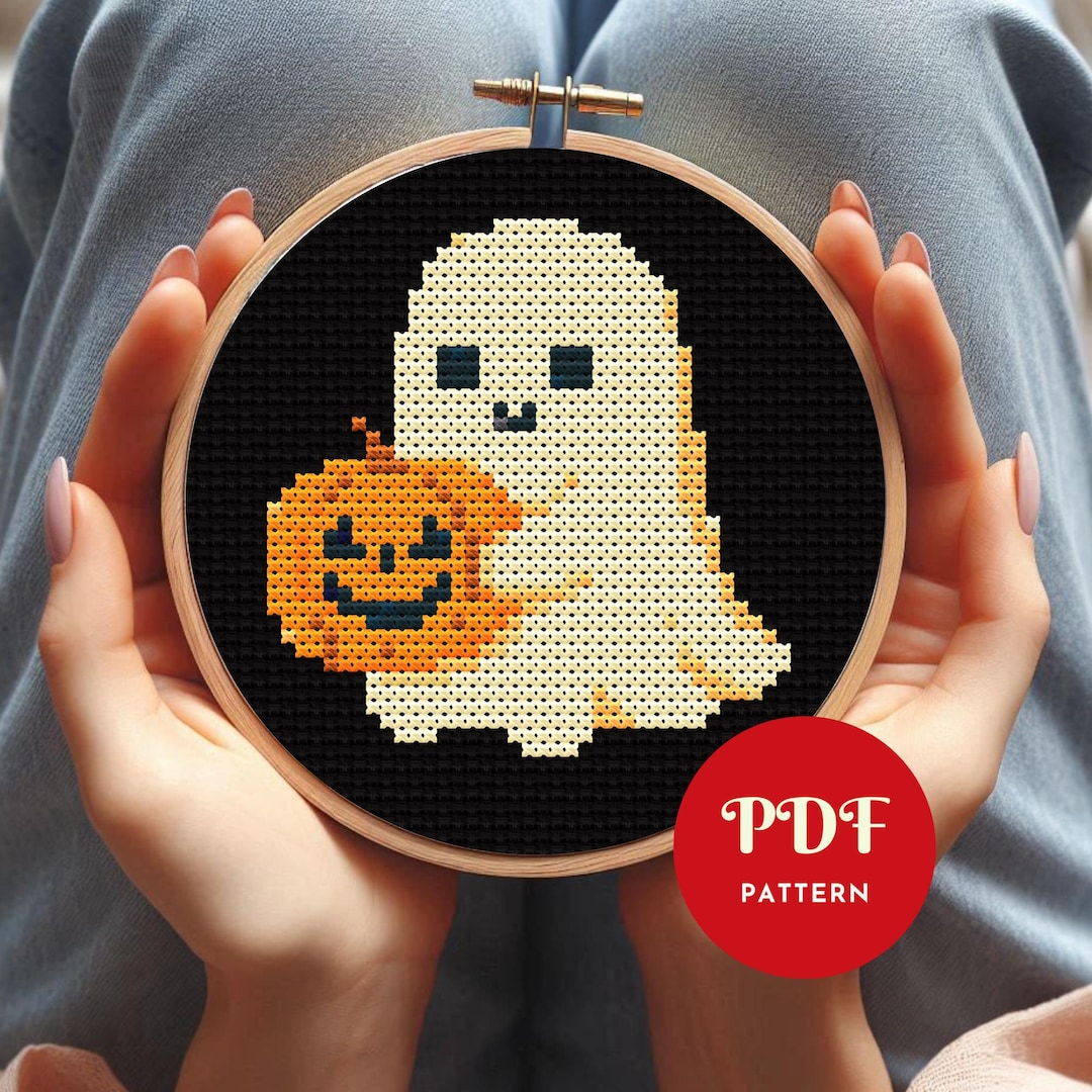 Tiny Halloween Cross Stitch Pattern, Pumpkin Embroidery Design, Cute ...
