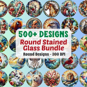 Round Stained Glass Bundle PNG, Round Designs Png, Sublimation Designs, Round Png, Faux Stained Glass, floral, jesus, Instant Download PNG
