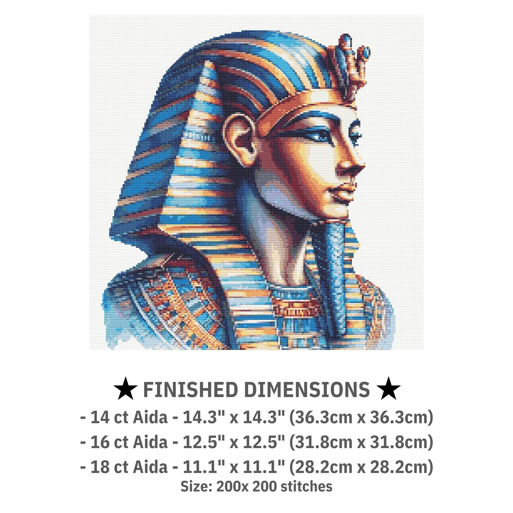 ファラオのクロスステッチパターン、古代エジプトの刺繍デザイン