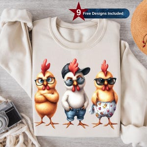Coole verrückte lustige Hühner Png, Sublimationsdesign, lustige Png, Hiphop Clipart, lustige Tiere Png, T-Shirt-Design, Sofortiger Download Png, DTF