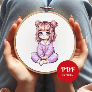 Adorable Girl Cross Stitch Pattern, Cute Little Girl Embroidery Design,Needlepoint Chart, Easy Cross Stitch PDF Pattern,Instant Download,DIY