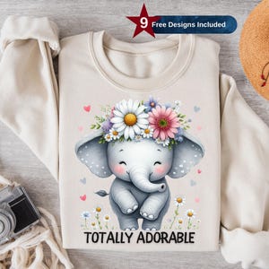 Totally Adorable Png, Animal Sublimation Design, Cute Elephant png, Animal Clipart, Trendy Png, T-Shirt Design, Instant Download Png, DTF