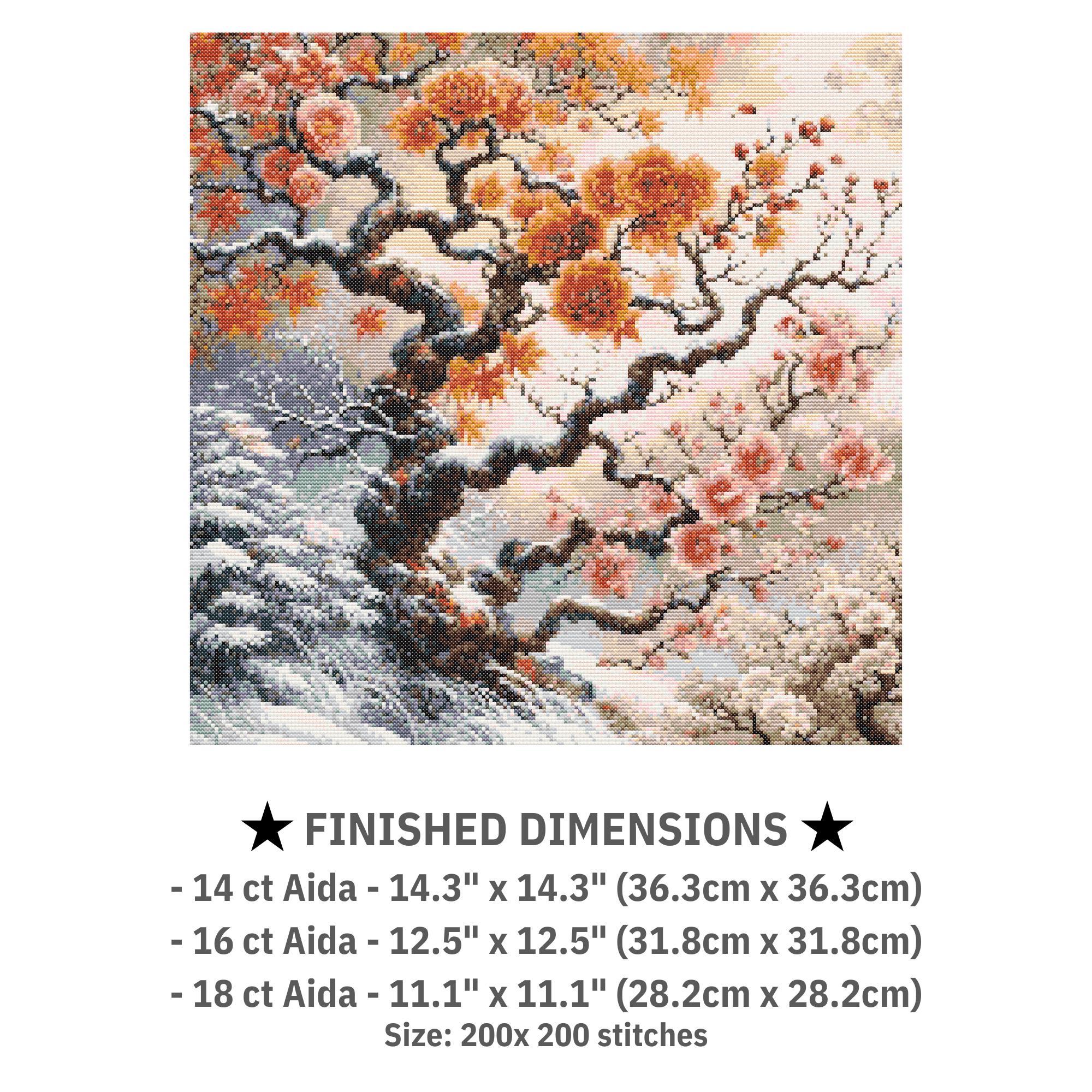 Cherry Blossom Cross Stitch Pattern, Sakura Tree Embroidery Design ...