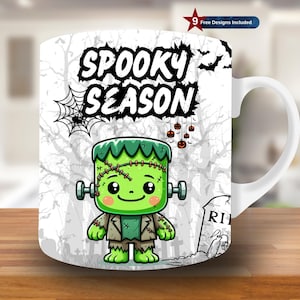 Zombie Spooky Season Mug Wrap, 11oz & 15oz Mug Template, Halloween Mug Sublimation Design, Mug Wrap Template,Instant Download PNG