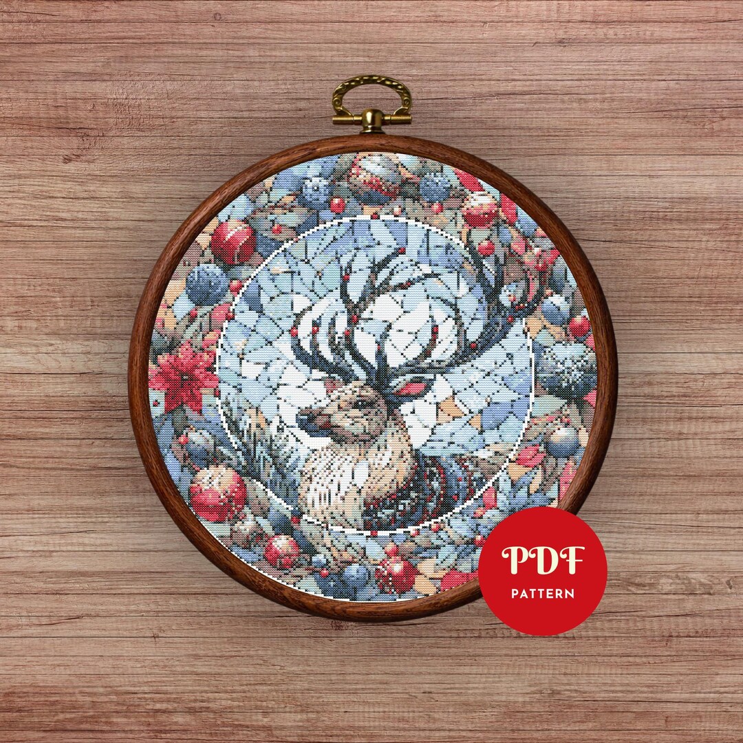 Winter Deer Cross Stitch Pattern PDF, Rustic Forest Design (pattern ...