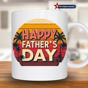 Happy Fathers Day Mug Wrap, 11oz & 15oz Mug Template, Mug Sublimation Design, Father&#39;s Day Mug Wrap Template, Instant Download PNG, papa mug